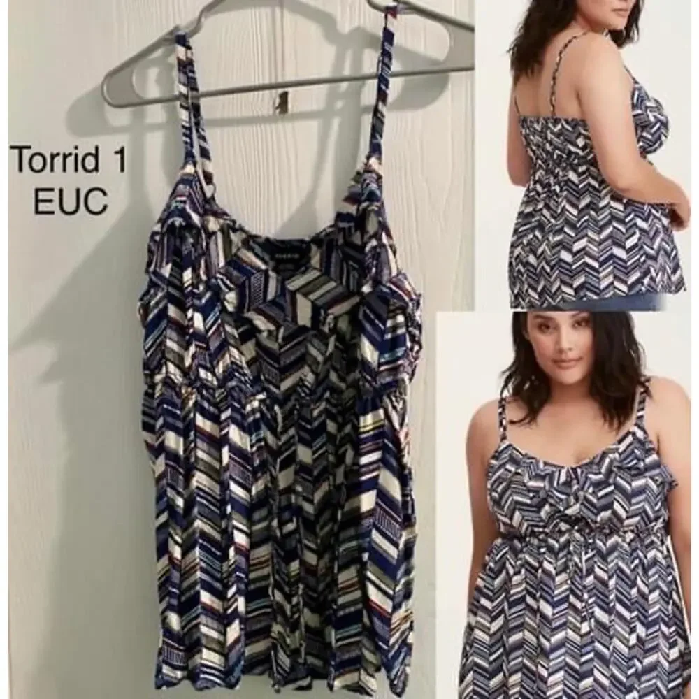 Torrid size XL Sleeveless Spaghetti Strap boho chevron Tank Shirt